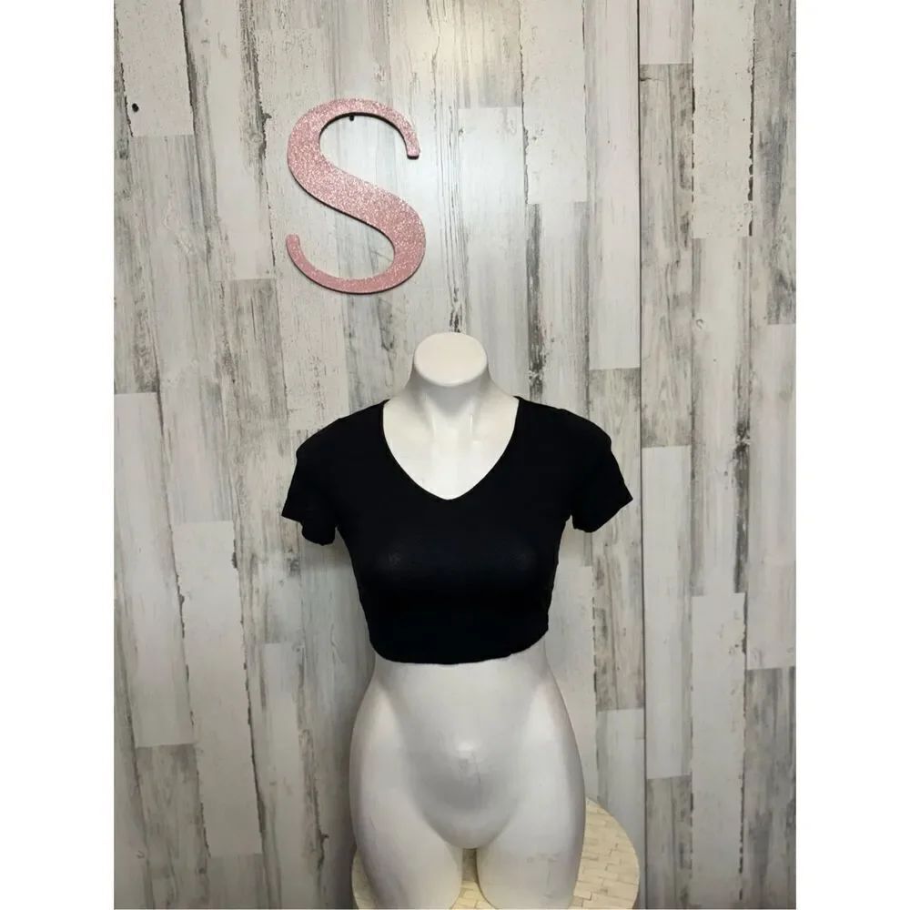 Backless laced black crop top size S